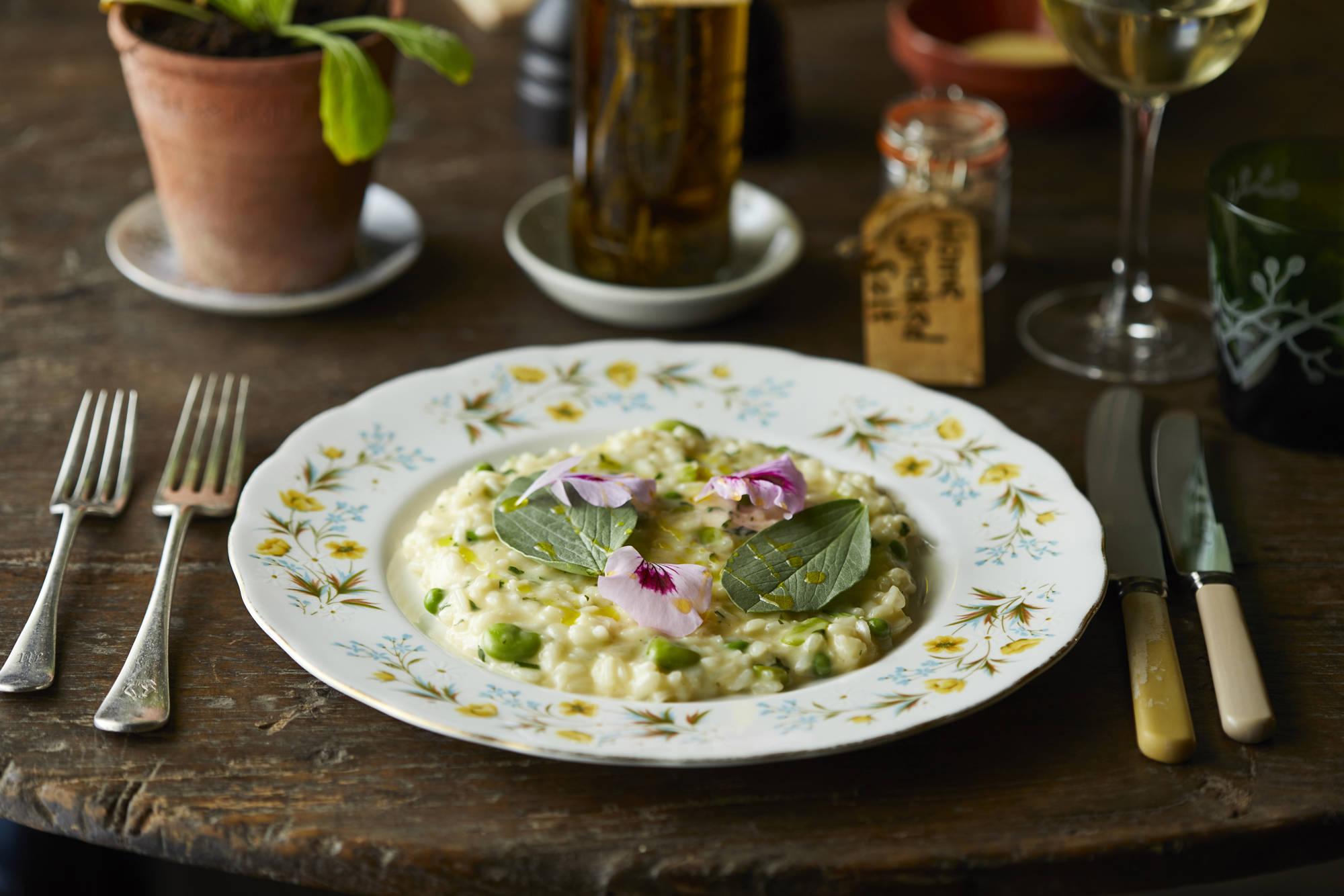 Spring Pea Risotto, Broad Bean Leaves and Morrocan Mint Oil.jpg
