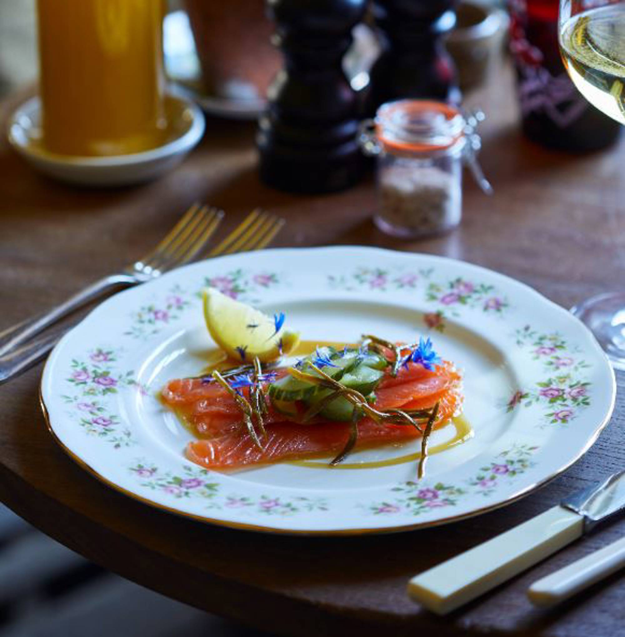 Smoked salmon dish
